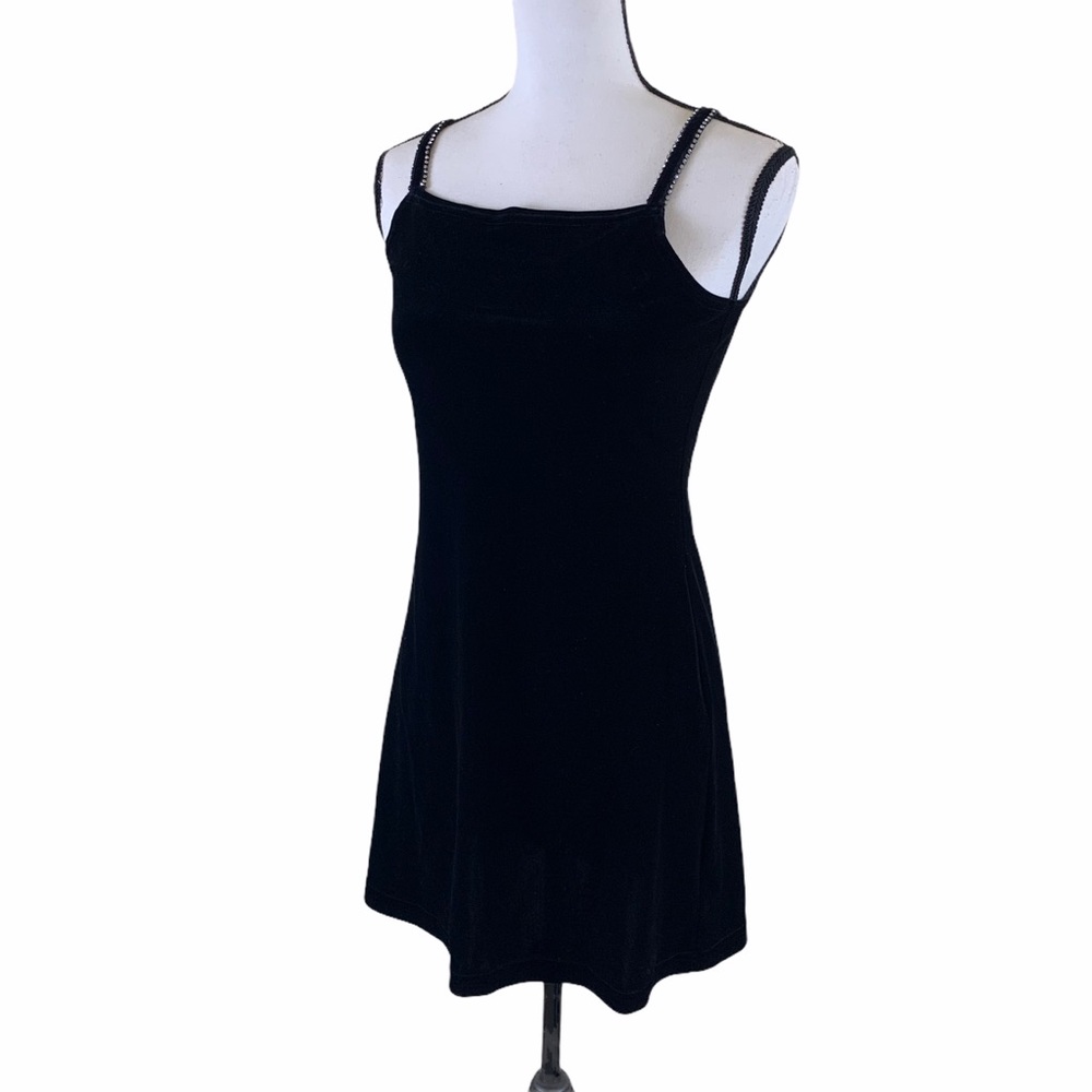 C.W. Designs Rhinestone Embellished Velvet Cocktail Dress